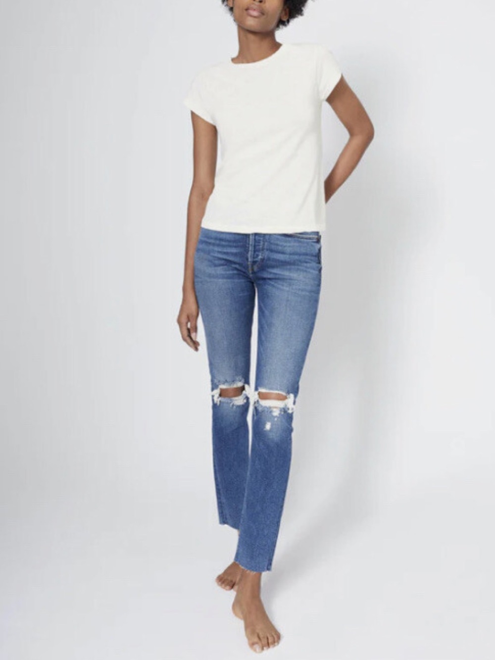 RE/DONE 90s High Rise Distressed Ankle Crop Jeans 30